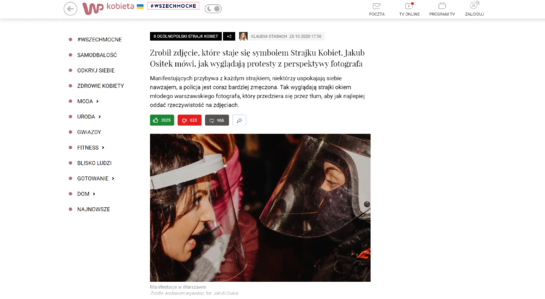 Wirtualnapolska.pl - Zrobi艂 zdj臋cie, kt贸re staje si臋 symbolem Strajku Kobiet. Jakub Ositek m贸wi, jak wygl膮daj膮 protesty z perspektywy fotografa.